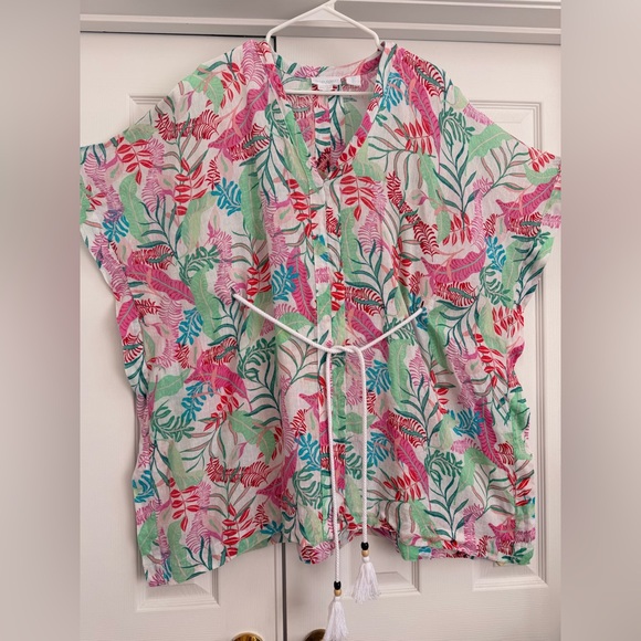 Cynthia Rowley Tops - 100% Linen Cynthia Rowley Multicolor Tropical Kimono Beach Pool cover up